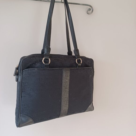 Liz Clairborne Soft Sided Leather Trimmed Business Bag Briefcase - Picture 3 of 8